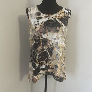 LAFAYETTE 148 NEW YORK Sz 6 Abstract Print 100% Silk Top Shell‎ Lightweight
